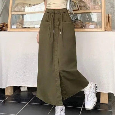 Women's Korean Style Sense Of Design Washed Cotton Midi-1