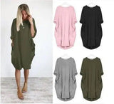 LOVEMI - Women's Loose Casual Pocket Long Sleeve Dress