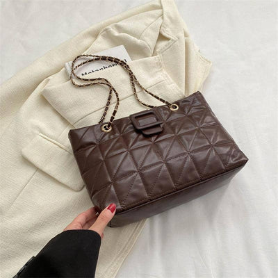 Women Shoulder Bags Trendy Chic Chanel-style Rhombus Chain-Coffee-12