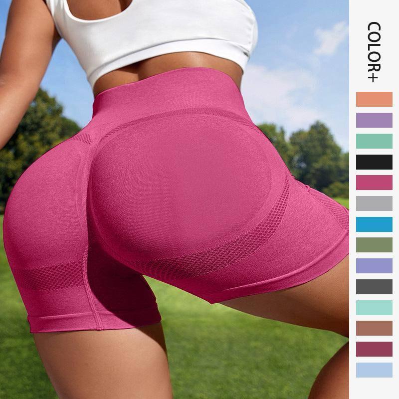 Women Sport Seamless Short Leggings High Waist Elastic Solid-1