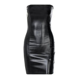 Women Summer Party Strapless Bodycon Pu Leather Slim-6