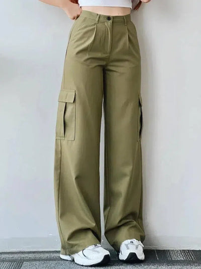 Women Vintage Cargo Pants Streetwear Techwear Korean Army Green / S-Light Green-5