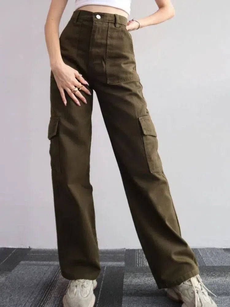 Women Vintage Cargo Pants Streetwear Techwear Korean Army Green / S-Army Green-6