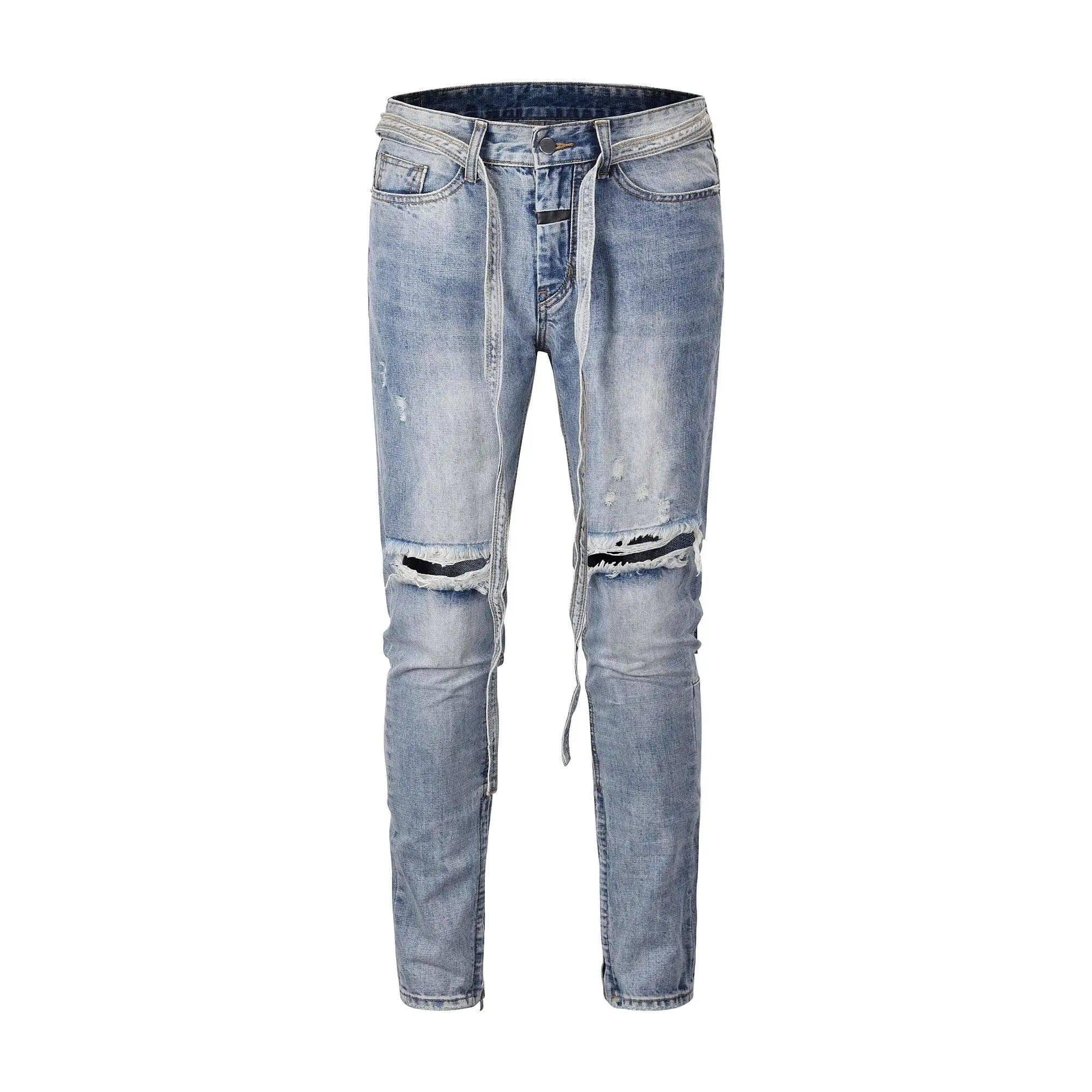 Zippered Jeans-Blue-2