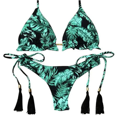 Printed strap bikini-S-1